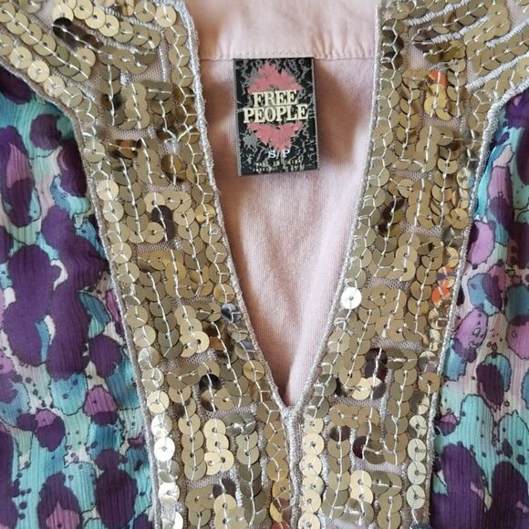 Free People Sleeveless Blouse, Prpl/Blue/Silver, S - Picture 4 of 6